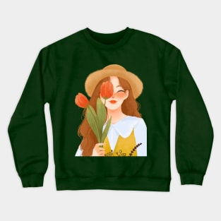 Girl with flowers. Crewneck Sweatshirt